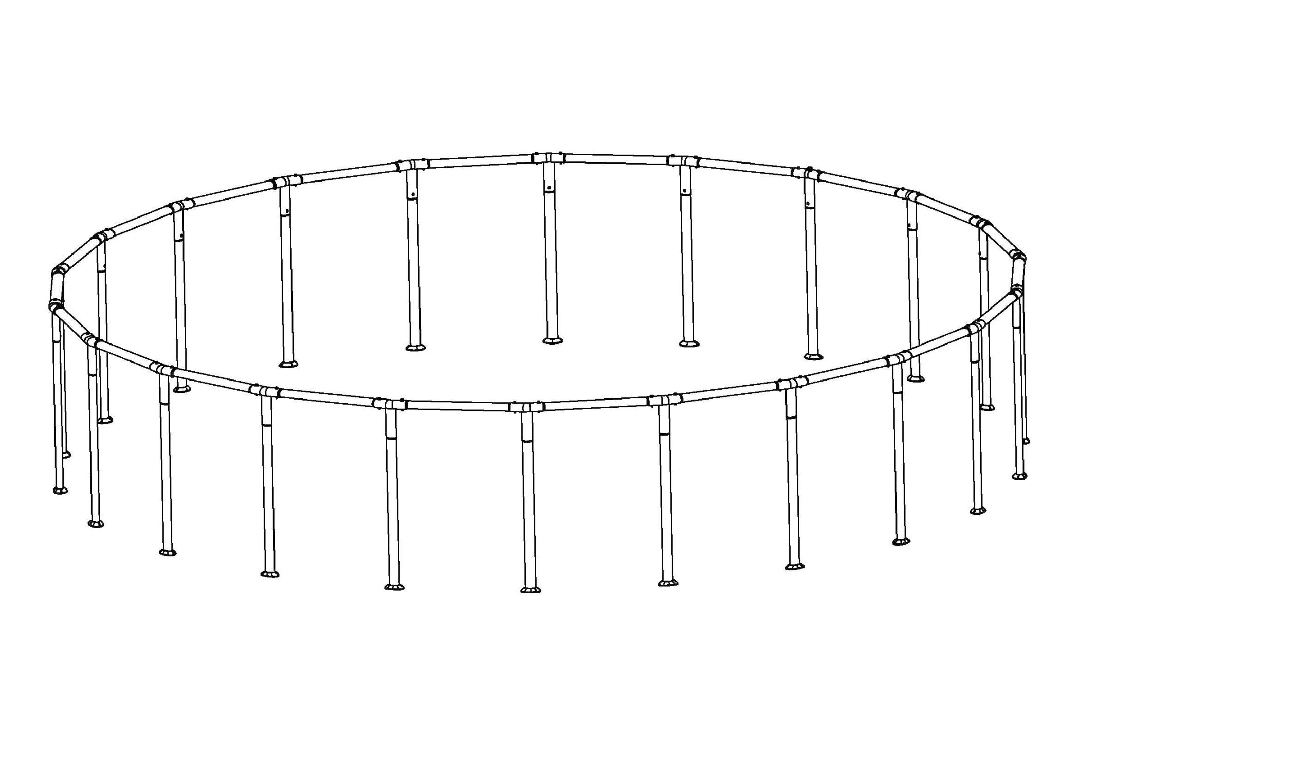 Coleman Power Steel 22' x 52 Above Ground Round Pool Frame Set Replacement. Brown (Footings and T-Connectors)