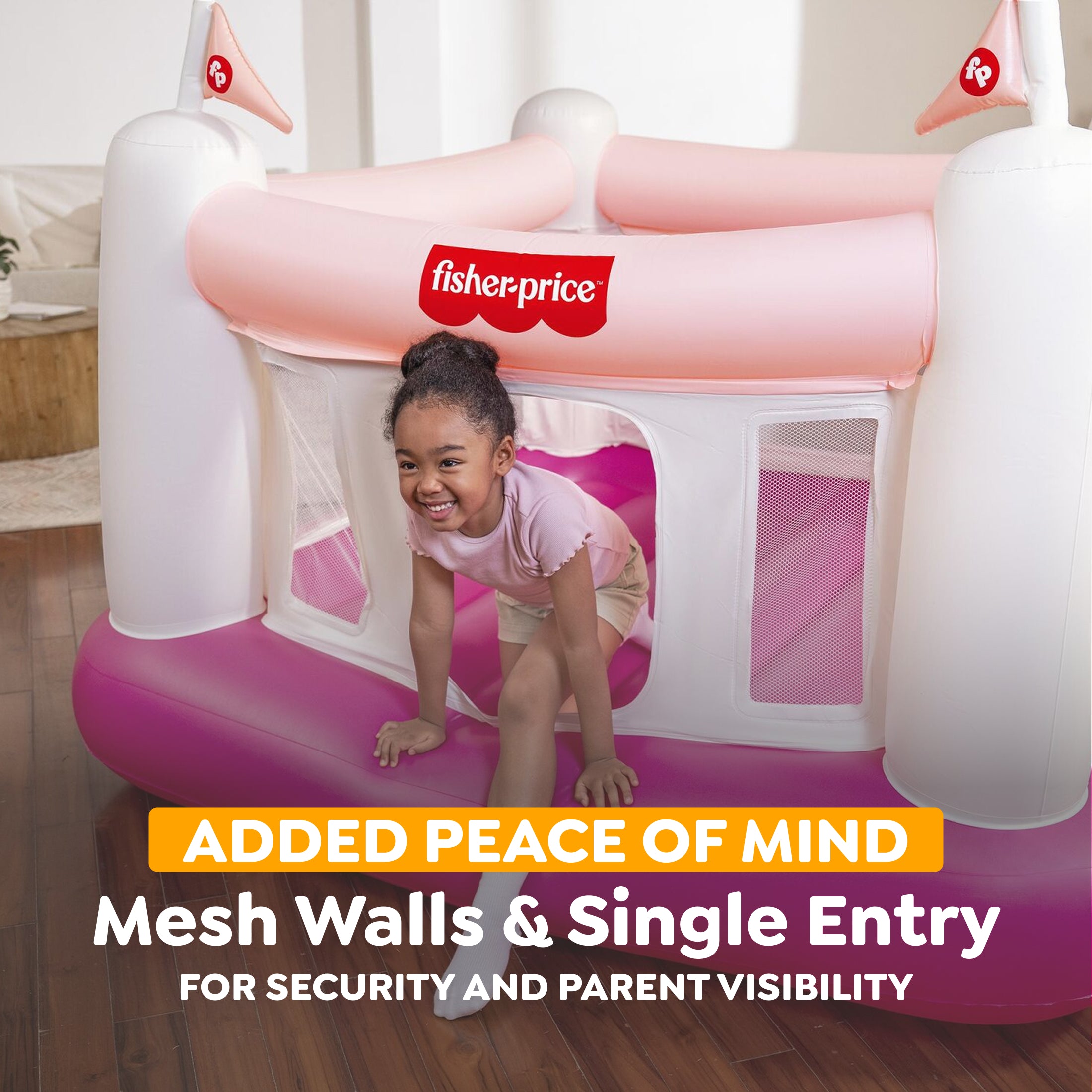 Fisher-Price Bouncesational Bounce House with Built-in Pump. Pink - Image 4